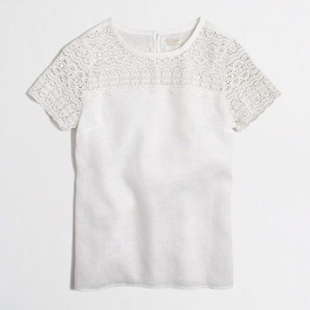J. Crew Factory linen crochet top size 0